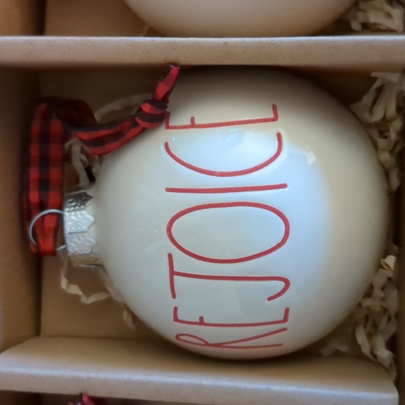 RAE DUNN Christmas Ornaments Cream Ceramic Balls - Picture 6 of 9